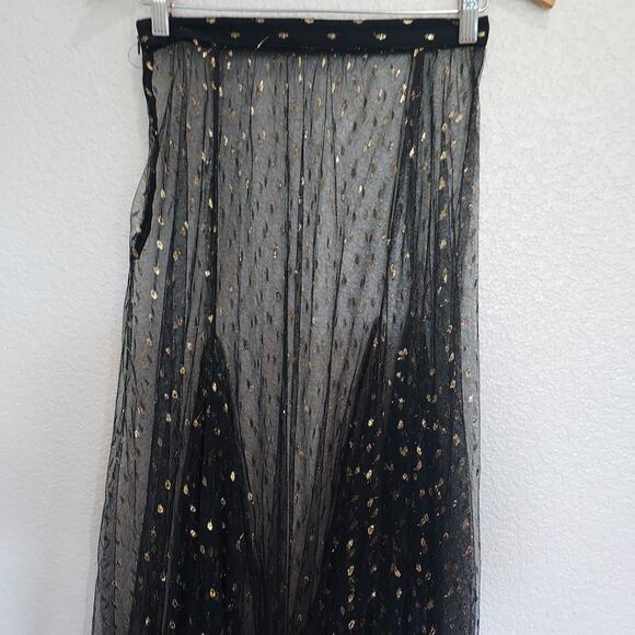 Eva Franco Black Sheer Maxi Skirt w/Gold Shimmer Accent Size 4 - Picture 2 of 7